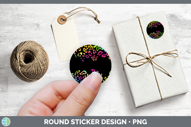 Animal Rainbow Leopard Print Stickers | Round Labels Designs