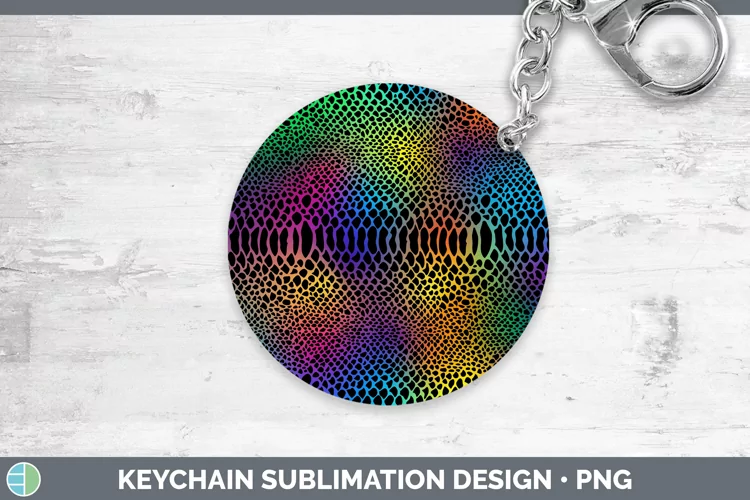 Animal Rainbow Snake Print Keychain Sublimation Keyring Desi