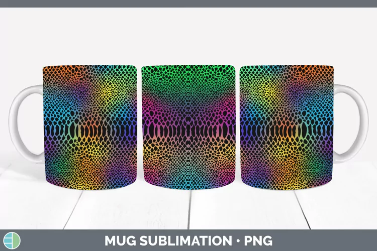 Animal Rainbow Snake Print Mug Wrap Sublimation Coffee Cup D