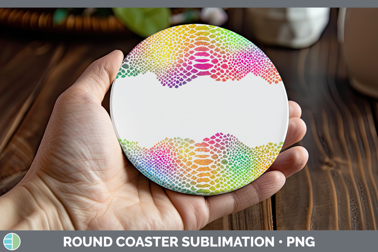 Animal Rainbow Snake Print Round Coaster Sublimation Coaster
