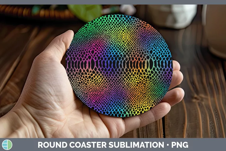 Animal Rainbow Snake Print Round Coaster Sublimation Coaster