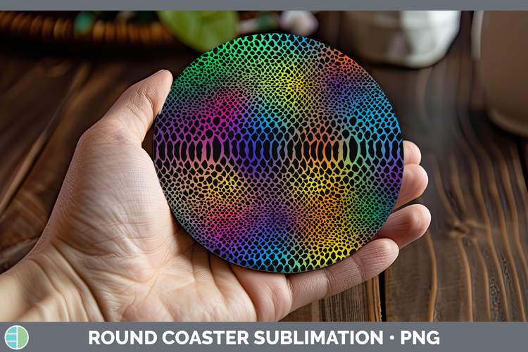 Animal Rainbow Snake Print Round Coaster Sublimation Coaster