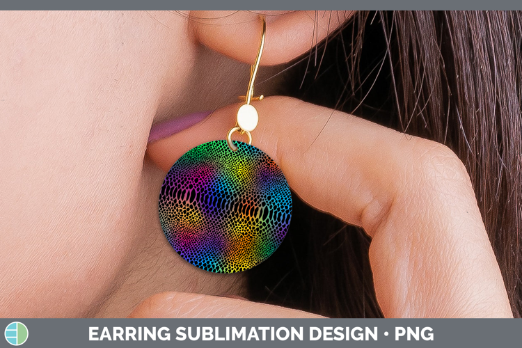 Animal Rainbow Snake Print Round Earrings Sublimation Earrin