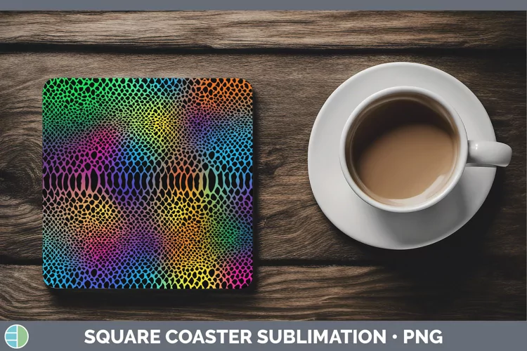 Animal Rainbow Snake Print Square Coaster Sublimation Coaste