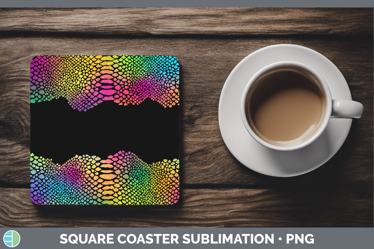 Animal Rainbow Snake Print Square Coaster Sublimation Coaste