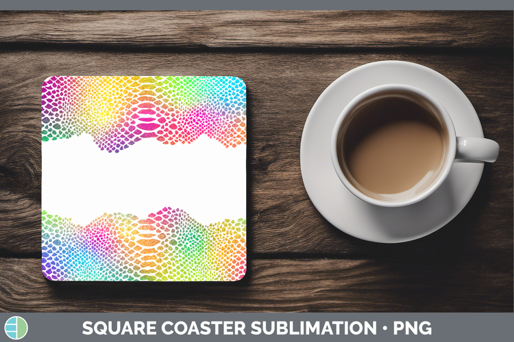 Animal Rainbow Snake Print Square Coaster Sublimation Coaste