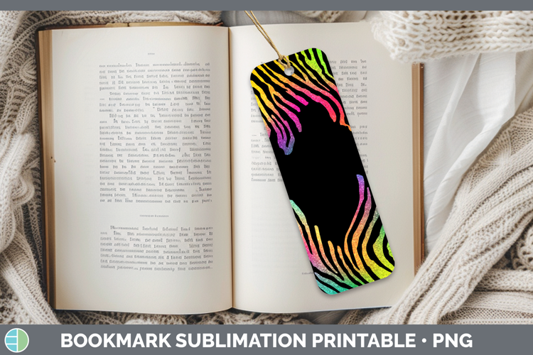 Animal Rainbow Zebra Print Bookmark Sublimation Printable De