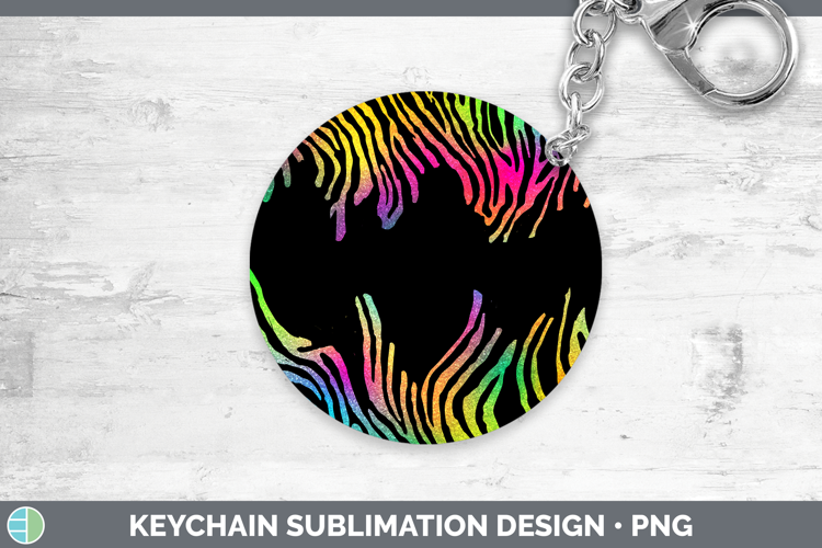 Animal Rainbow Zebra Print Keychain Sublimation Keyring Desi
