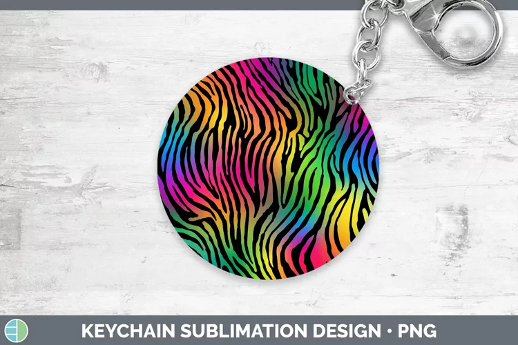 Animal Rainbow Zebra Print Keychain Sublimation Keyring Desi