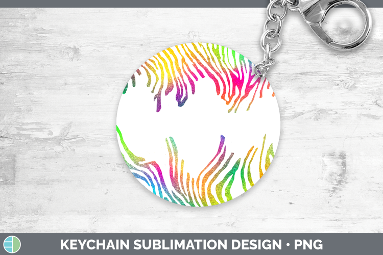 Animal Rainbow Zebra Print Keychain Sublimation Keyring Desi