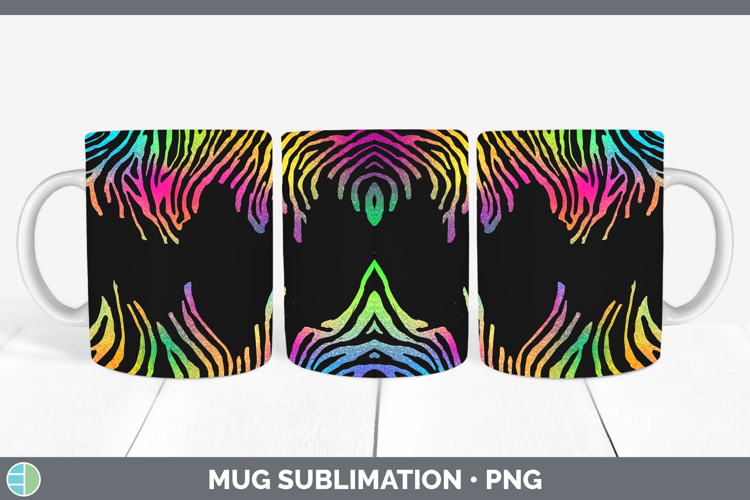 Animal Rainbow Zebra Print Mug Wrap Sublimation Coffee Cup D