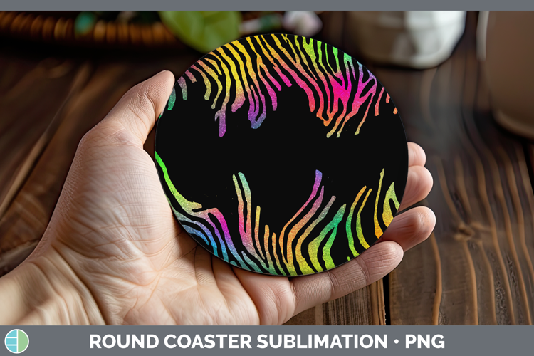 Animal Rainbow Zebra Print Round Coaster Sublimation Coaster