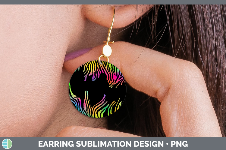 Animal Rainbow Zebra Print Round Earrings Sublimation Earrin