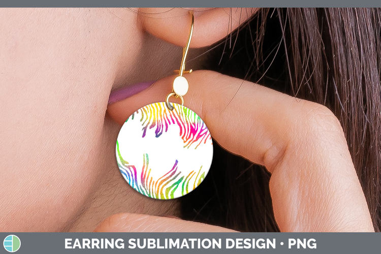 Animal Rainbow Zebra Print Round Earrings Sublimation Earrin