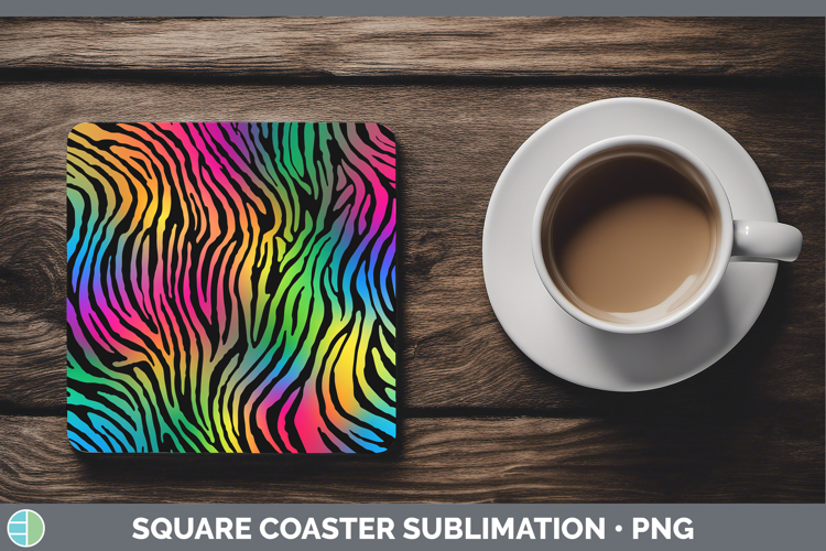 Animal Rainbow Zebra Print Square Coaster Sublimation Coaste