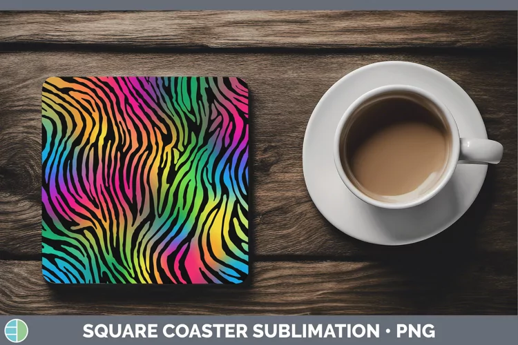 Animal Rainbow Zebra Print Square Coaster Sublimation Coaste