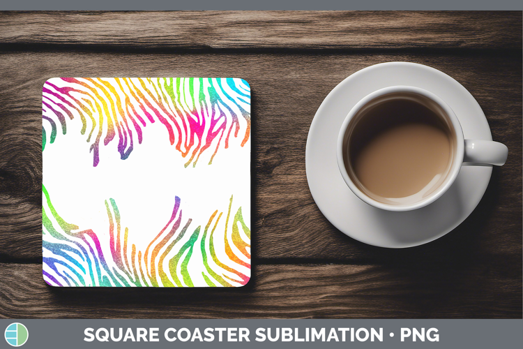 Animal Rainbow Zebra Print Square Coaster Sublimation Coaste
