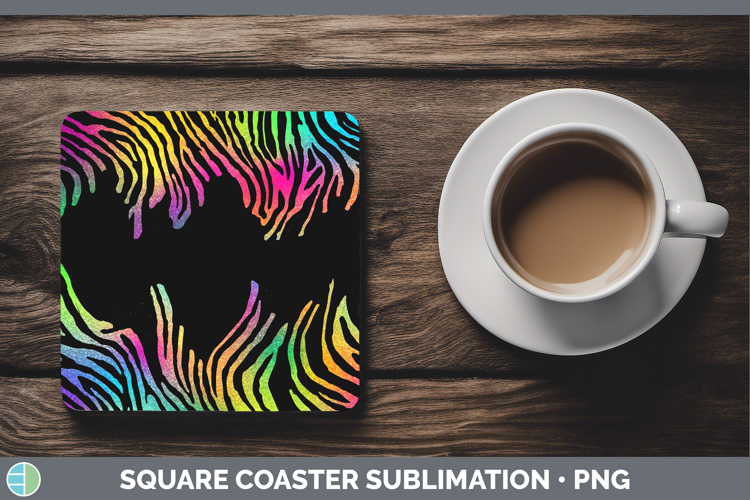 Animal Rainbow Zebra Print Square Coaster Sublimation Coaste