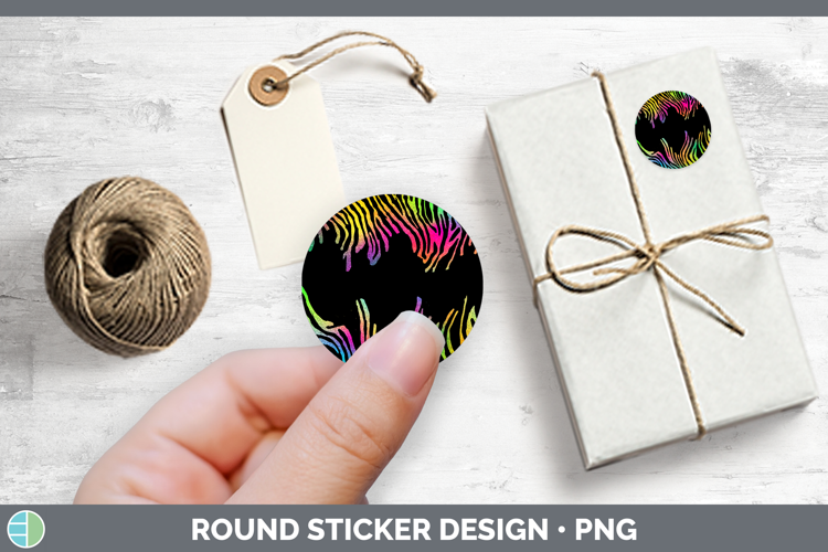 Animal Rainbow Zebra Print Stickers | Round Labels Designs