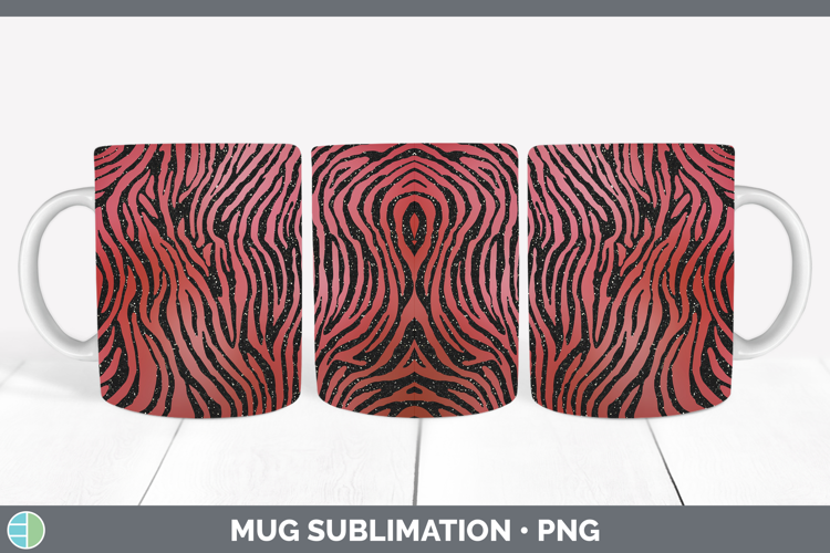 Animal Red Zebra Mug Wrap Sublimation Coffee Cup Designs