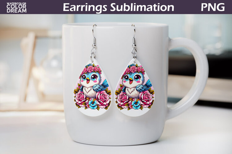 Bird Teardrop Earrings | Animal Flowers Earrings example image 1