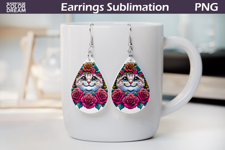 Cat Teardrop Earrings | Animal Flowers Earrings
