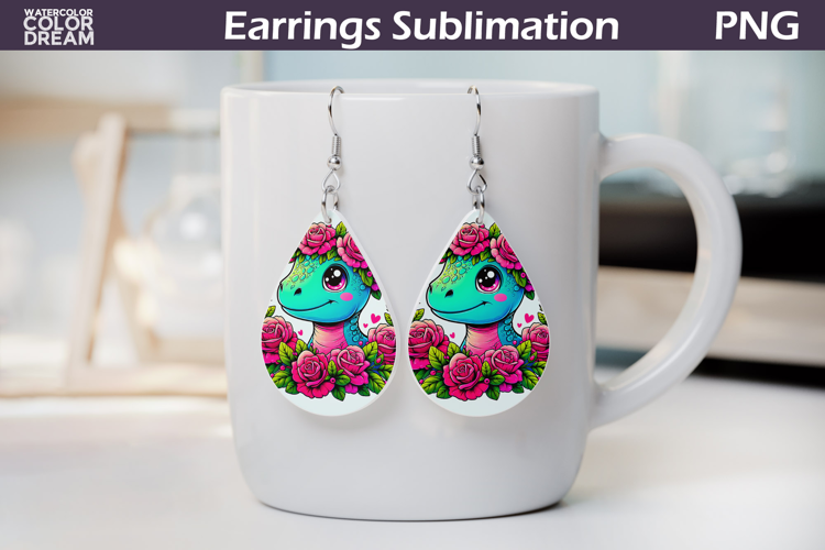 Dino Teardrop Earrings | Animal Flowers Earrings