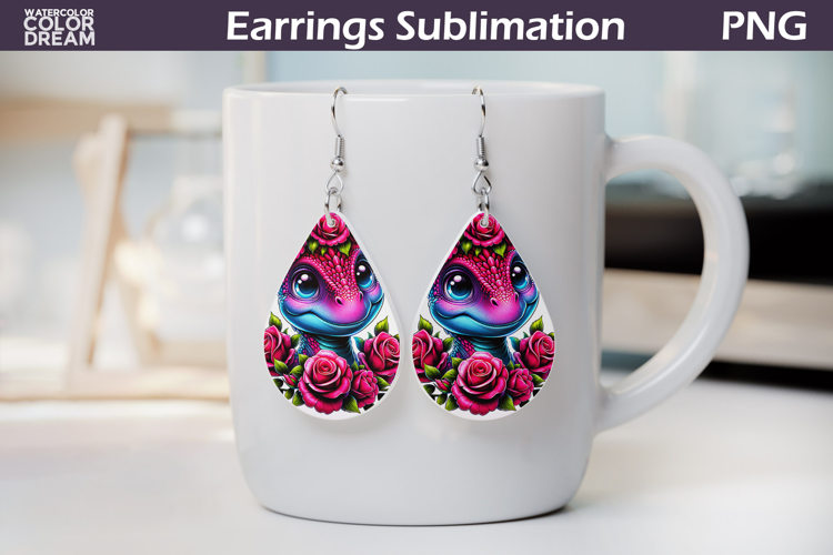 Dino Teardrop Earrings | Animal Flowers Earrings