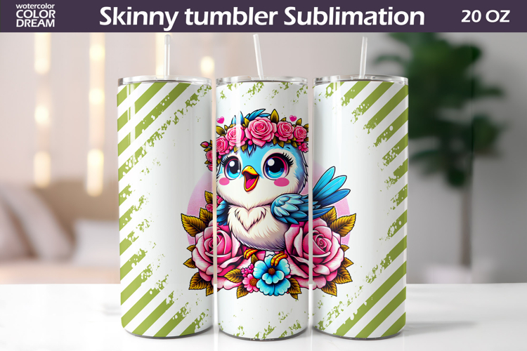 Cute Bird Tumbler Wrap | Animal Floral Tumbler Sublimation