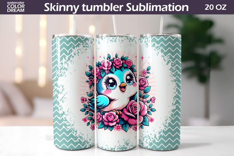 Cute Bird Tumbler Wrap | Animal Floral Tumbler Sublimation