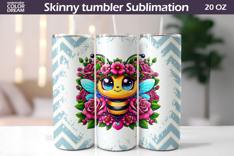 Bee Floral Tumbler Wrap | Animal Floral Roses Tumbler