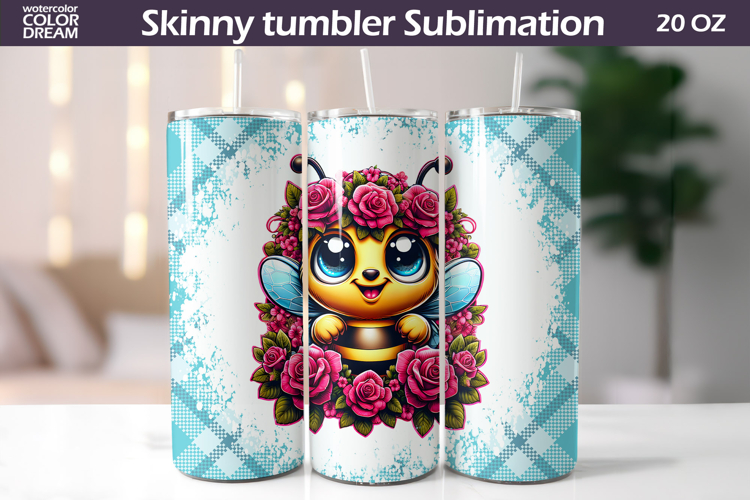 Bee Floral Tumbler Wrap | Animal Floral Roses Tumbler