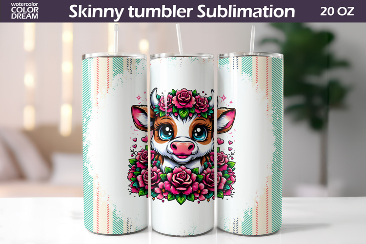 Cow Floral Tumbler Wrap | Animal Roses Tumbler