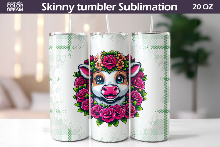 Cow Floral Tumbler Wrap | Animal Roses Tumbler