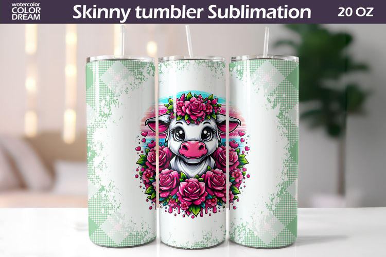 Cow Floral Tumbler Wrap | Animal Roses Tumbler