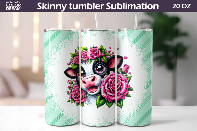 Cow Floral Tumbler Wrap | Animal Roses Tumbler