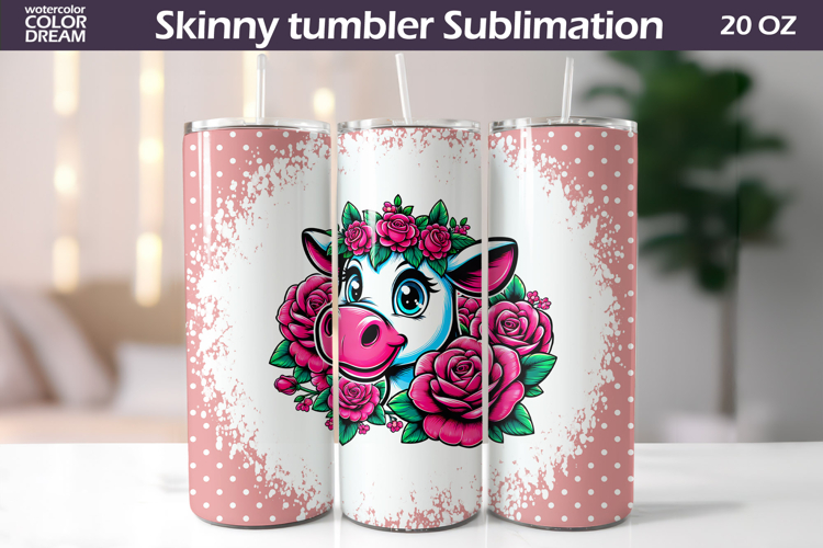 Cow Floral Tumbler Wrap | Animal Roses Tumbler