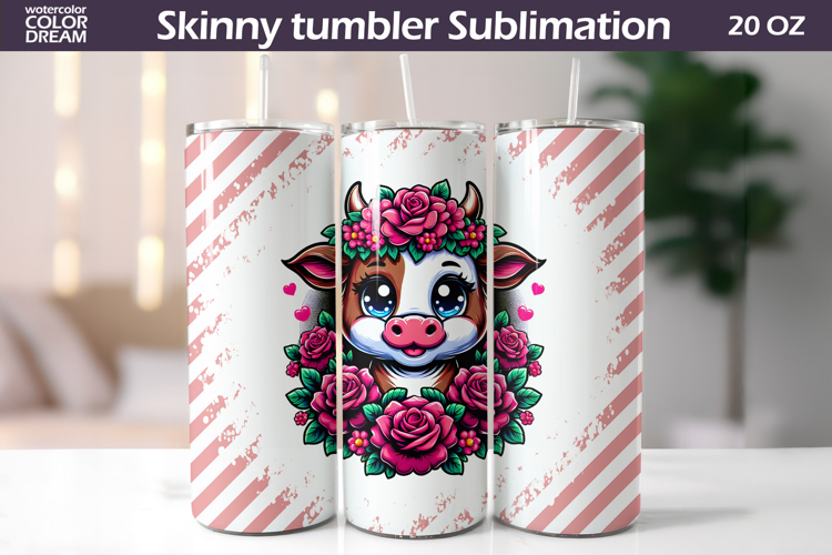 Cow Floral Tumbler Wrap | Animal Roses Tumbler