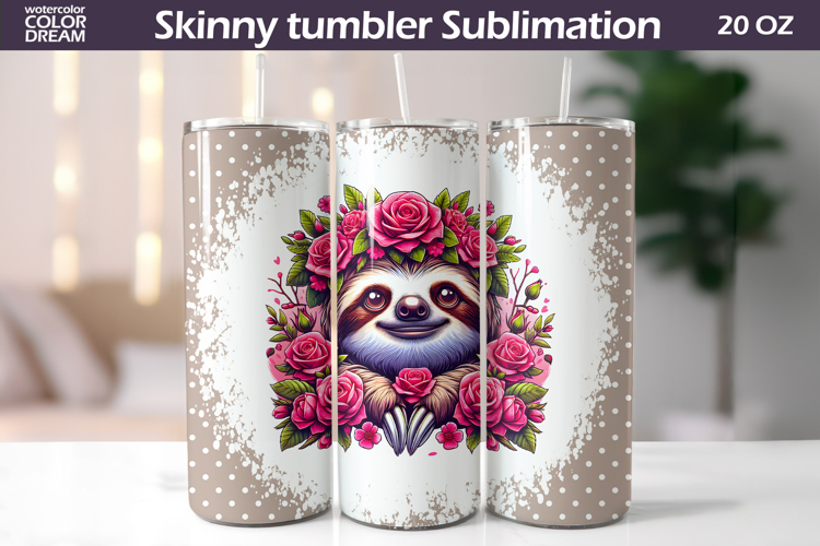 Sloth Tumbler Wrap | Animal Floral Tumbler