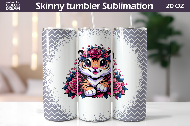 Tiger Tumbler Wrap | Animal Floral Tumbler
