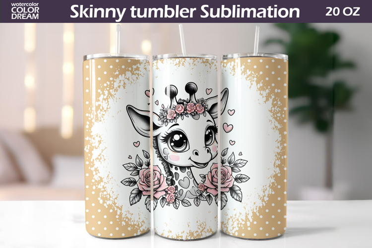 Giraffe Tumbler Wrap | Animal Floral Tumbler