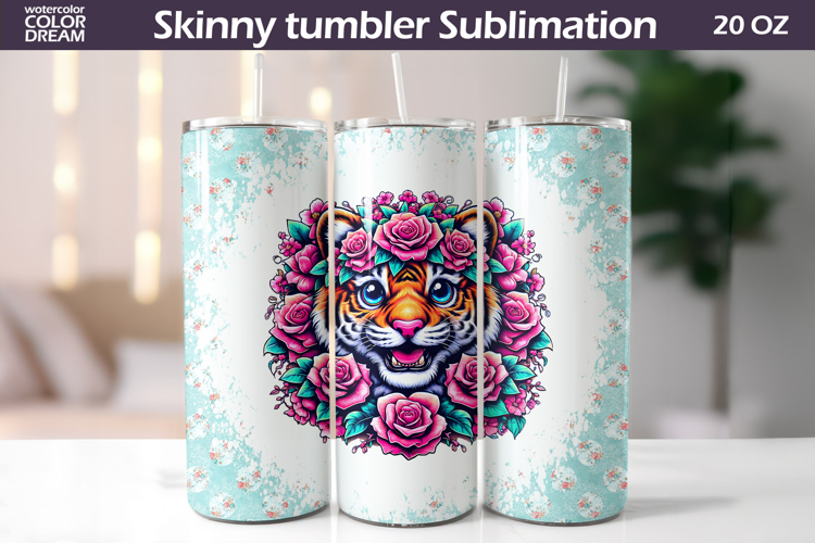 Tiger Tumbler Wrap | Animal Floral Tumbler