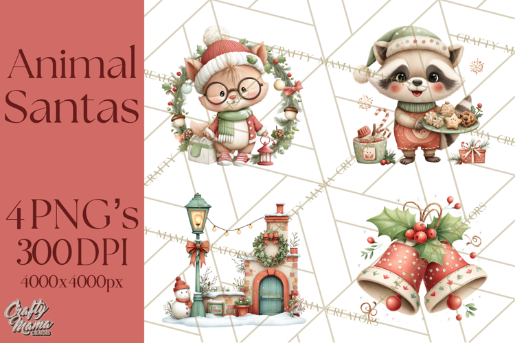 Christmas Animal Santa and Elves Mini World Clipart PNG