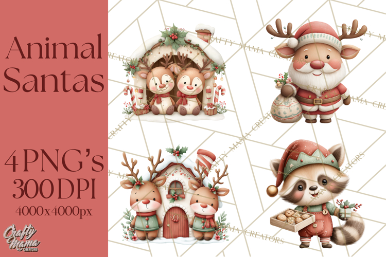 Christmas Animal Santa and Elves Mini World Clipart PNG