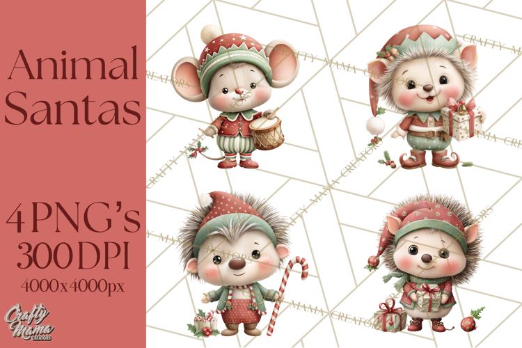 Christmas Animal Santa and Elves Mini World Clipart PNG