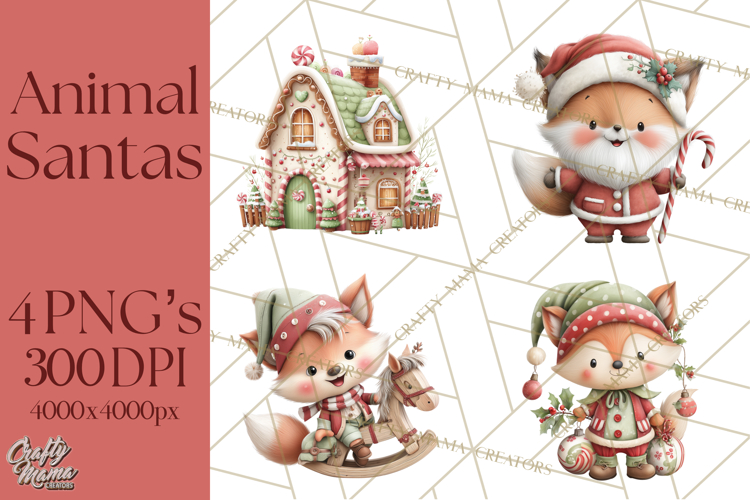 Christmas Animal Santa and Elves Mini World Clipart PNG