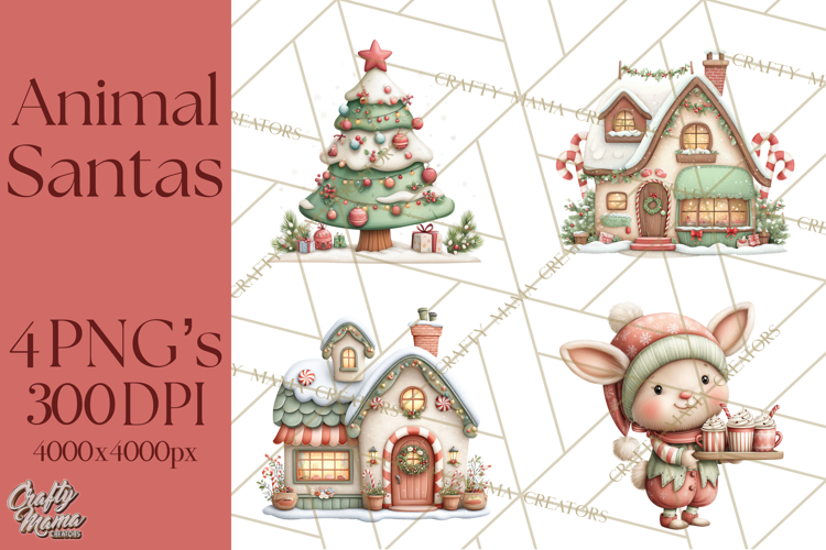Christmas Animal Santa and Elves Mini World Clipart PNG