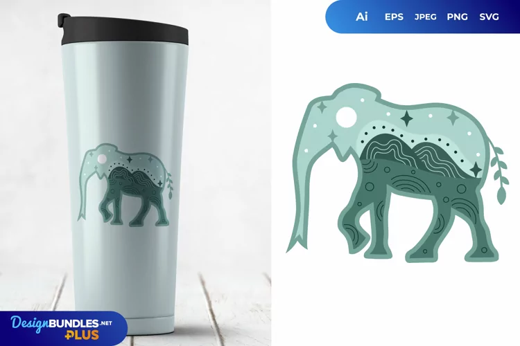 Elephant Shape with Nuance for Tumbler Sublimation