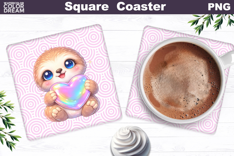 Cute Animal Square Coaster | Valentine Sublimation