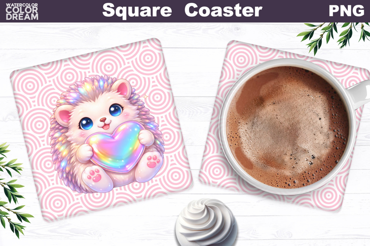 Cute Animal Square Coaster | Valentine Sublimation